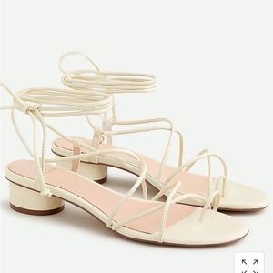 J Crew white strappy sandals with toe ring detail